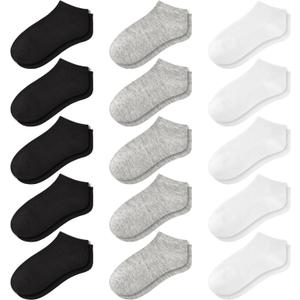 GENTABY 15 Pairs Kids Low Cut Ankle Socks for Boys Girls 1-13, Breathable Lightweight No-Show for Sneakers Sports School
