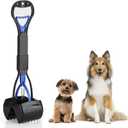 PPOGOO Non-Breakable Pooper Scooper for Dogs and Cats with Long Handle High Strength Material and Durable Spring for Easy Grass and Gravel Pick Up (Dark Blue)