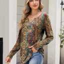 Zeagoo Long Sleeve Shirts for Women Fall V Neck Tops Casual Dressy Blouse Boho Tunic Business Work Clothes School Outfit (XXL)