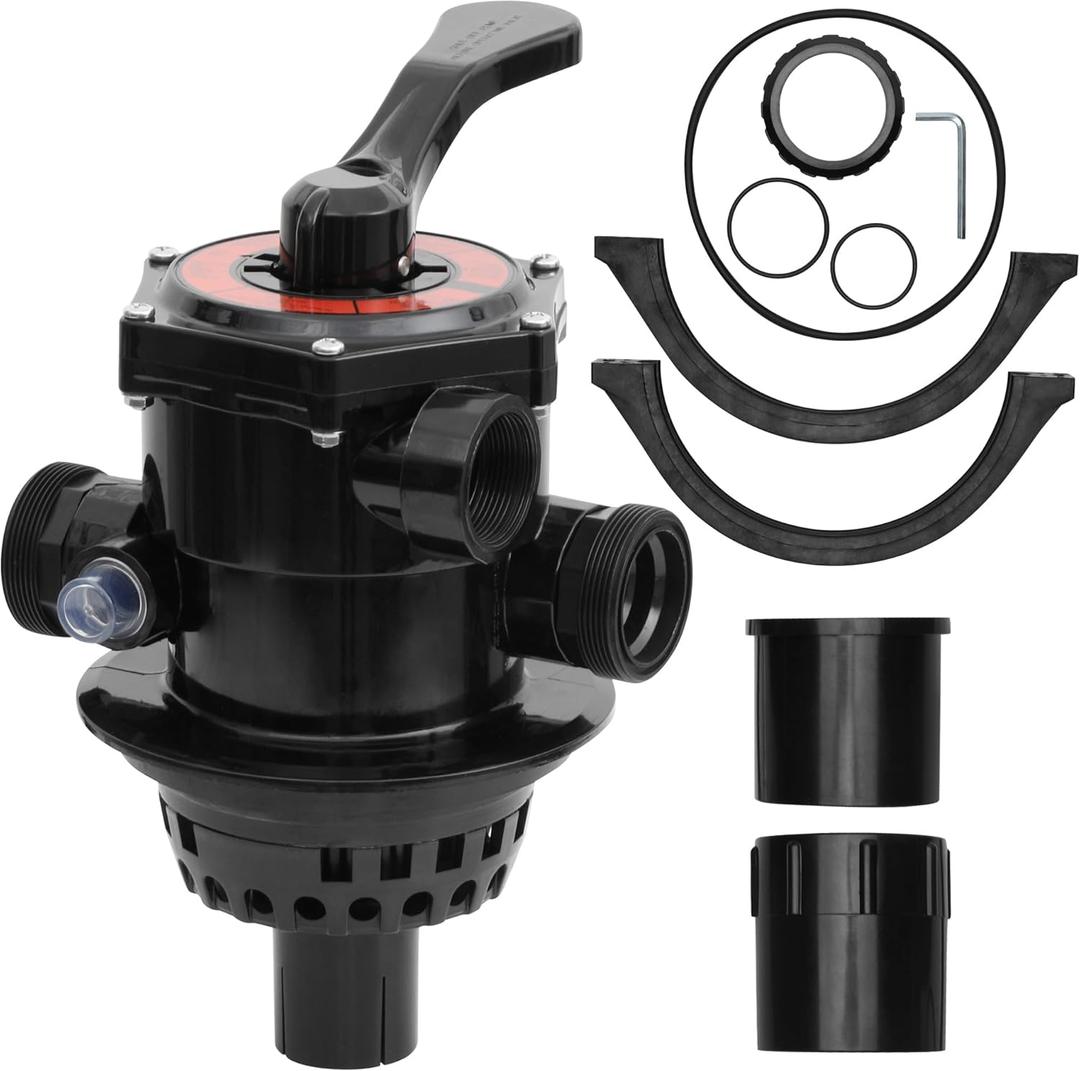 SP0714T VariFlo Top-Mount Multiport Valve Compatible with Hayward Above-Ground Pro- or VL Series Sand Filter, 1-1/2 Inch (FIP) Seven-Position Control Valve (black) (SP0714T)