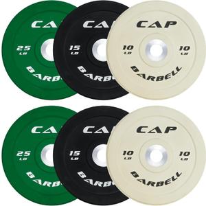 CAP Barbell 2-Inch Olympic Bumper Plate Weight Set with 6 Post Rack | 100-370 lbs | Multiple Options