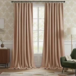StangH Nursery Sunlight Blush Curtains - Room Darkening Curtains for Bedroom Elegant Interior Decoration Privacy Window for Living Room, W52 x L96, Blush Beige, 2 Panels