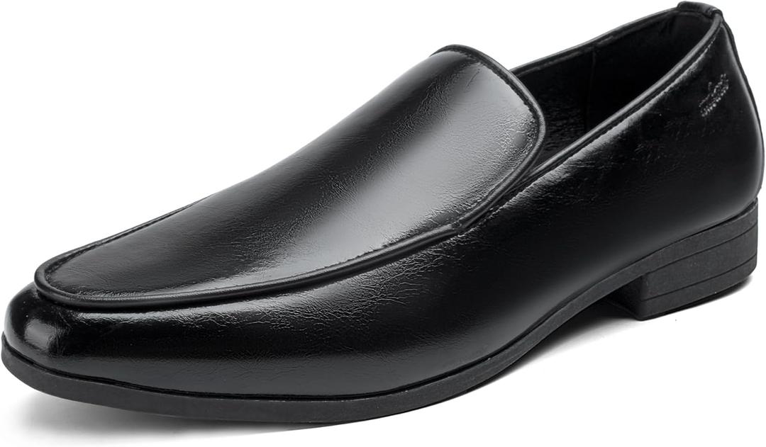 UUBARIS Mens Dress Loafers Tuxedo Suit Slip on Shoes (12, Black Leather)
