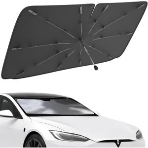 Car Windshield Sunshade Umbrella Sun Shade for car Windshield Blocks UV Rays & Heat, Keeps Interior Cool, Foldable Sun Visor Cover with Universal Fit for Front Windows(56" L x 31" W)
