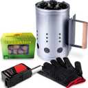 homenote Rapid Charcoal Chimney Starter Set Fireplace Accessories Lighter Cubes BBQ Heat Resistant Gloves Blower BBQ Tools11.5" x 7" x 7"