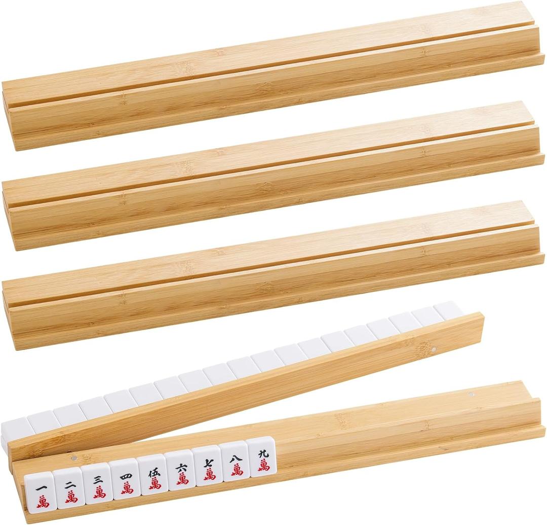 Bamboo Mahjong Racks with Magnetic Pushers,20 in