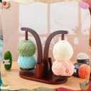 Ovveroche Magnetic Yarn Holder for Crocheting and Knitting, Magnetic Rotating Wooden Yarn Spinner with Crochet Accessories Storage and Phone Stand for Crochet Gifts for Crochet Knitting Lovers