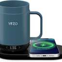 16Oz Temperature Control Smart Mug, Self Heating Coffee Mug LED Display, 180 Min Battery Life - Hot up to 149 Fast Wireless Charger Base Improved Design coffee serving sets mug(16oz, Slate Blue)