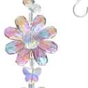 Crystal Flower Suncatcher Hanging Ornament, Rainbow Maker Window Sun Catcher Indoor Outdoor Patio Garden Decor (Purple)