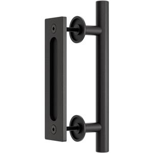 9.5''/24CM Sliding Barn Door Handle Double Sided Pull and Flush Barn Door Embedded Invisible Alloy Steel Frosted Black