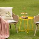 danpinera Outdoor Side Tables, Weather Resistant Steel Patio Side Table, Small Round Outdoor End Table Metal Side Table for Patio Yard Balcony Garden Bedside Yellow, 17.72 in x 17.72 in x 17.72 in