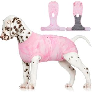 FUAMEY Recovery Suit for Dogs After Surgery,Soft Breathable Dog Bodysuit E-Collar & Cone Alternative Surgical Suit,Male Female Dog Neuter Spay Suits Anti Licking Wounds Onesie Pink Tie Dye S (S(Back:11.4-13.4in,WT:7-15lbs))