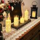 Homemory Pure White Flameless Candles with Embedded Star String Fairy Lights, Battery Operated Candle, LED Candles, Fake Candles with Remote Control and Timer, Set of 5(H4"5"6"8"8")