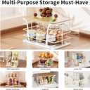 Pantry Organization & Kitchen Storage Containers - Stackable Fruit and Vegetable Storage with Lightweight PP Mat & Bamboo Top for Snacks, Produce,White