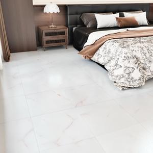 Wallercity 16PCS White/Red Marble Peel and Stick Floor Tiles Thick Non-Slip Vinyl Flooring Sheets for Bathroom Kitchen RV 12x12 Inch Square Waterproof Floor Stickers for Hallway Bedrom Living Room