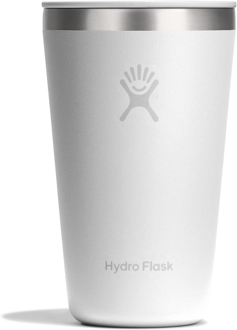 Hydro Flask All Around Tumbler Press-In Lid, Insulated Travel Mug, Stainless Steel Coffee Cup 16 Oz Tonal White