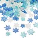 Yookeer 150 Pcs Christmas Mini Resin Snowflakes for Crafts Small Pastel Resin Snowflakes Snow Shaped Christmas Ornaments for DIY Crafts Xmas Tree Home Decor, 3 Sizes(White, Blue, Light Green)