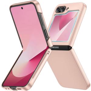 Ruky for Galaxy Z Flip 6 Case, Hard PC Ultra Slim Shockproof Protective Cover, Support Wireless Charging Full Body Drop Protection Case for Samsung Galaxy Z Flip 6,Dark Gold