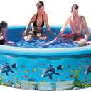 Foldable Swimming Pool, Hard Plastic Shell Portable Pools, Round Kid Pool for Backyard Dog (S：61" x 61" x 11.8")