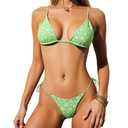 Figninget Bikini Sets for Women 2 Piece Y2K Bikini Halter Side Tie Women's Swimsuits Bathing Suit Green M (M)