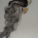 meiliprotea Long Wavy Silver Grey and Black Wig with Bangs Black Grey Split Dye Wigs for Women 26 Inches Glueless Synthetic Bangs Wig for Daily Christmas Party Cosplay Halloween Use (Black and Grey) (Half Black Half White)