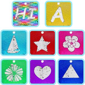 VitalCozy 8 Pieces Sequin Sensory Mats Sequin Fabric Wall Panel 8" Assorted Tactile Flip Sensory Tiles Pads Play Mat Educational Fabric for Tactile Play