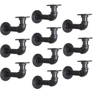 Industrial L Pipe Shelf Brackets for 6-12 In Depth Wood,Heavy-Duty 3/4" Iron,Wall Mount Floating Shelf Bracket L Metal Pipe Shelving Brackets for Wood-Black DIY Pipe Shelves(5.5*3.1 Inch 10 Pack)