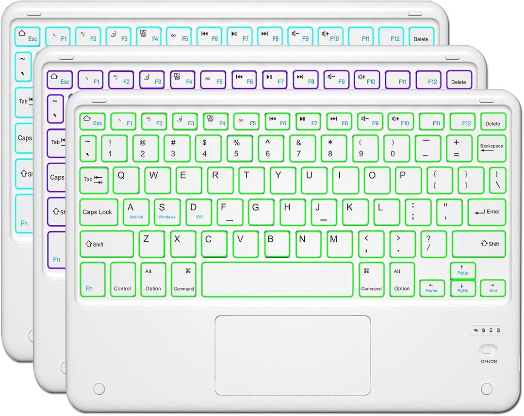 Bluetooth Keyboard, Slim 7 Colors Backlit Wireless Bluetooth Keyboard with Touchpad Built in Rechargeable Battery for iOS Android Windows Tablets PC Smartphone