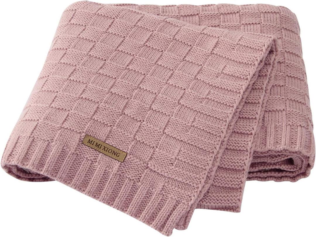 LAWKUL Baby Blankets for Girls Pink Soft Babe Knit Blanket Cable Newborn Infant Receiving Swaddle Boys Crib Stroller 40"x30"