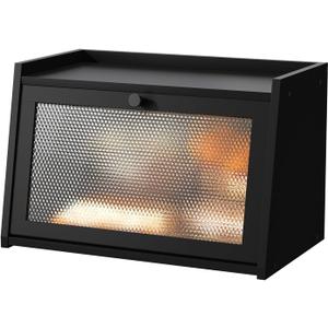 Large Farmhouse Bread Box with Window, Bread Storage Container for Kitchen Countertop, Black