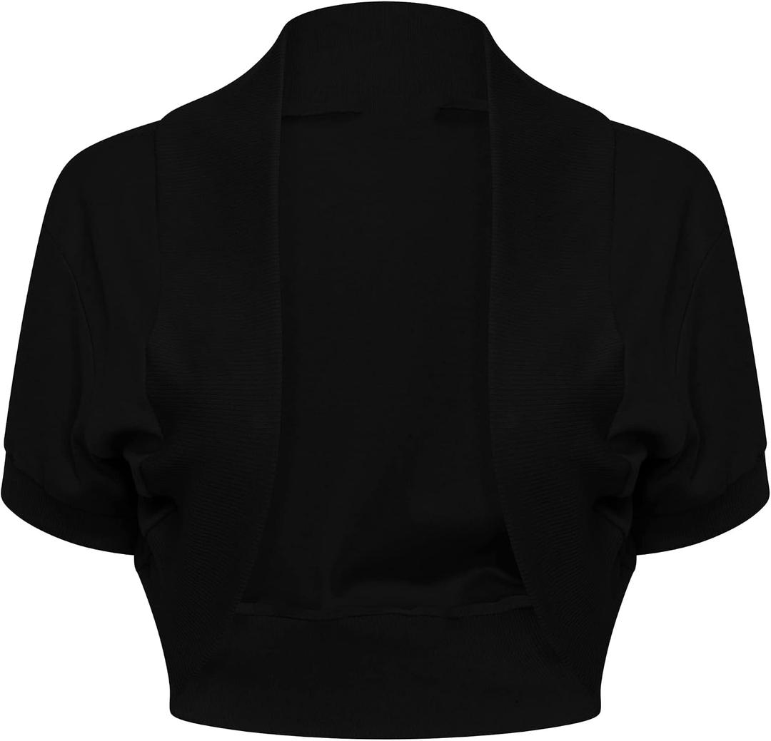 Loxdonz Girl's Short Sleeve Shrug Childrens Kids Cotton Cardigan Bolero Shrug Jacket