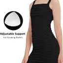 EXARUS Girls Padded Dress Teen Spaghetti Strap/Long Sleeve Dance Formal Dresses Bodycon Ruched Tween Graduation  (Black, XS)