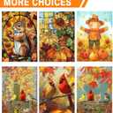 Fall Cardinal House Flag 28x40 Inch Double Sided for Outside, Large Burlap Autumn Yard Flag with Colorful Birds and Maple Leaves for Outdoor Thanksgiving Autumn Decoration