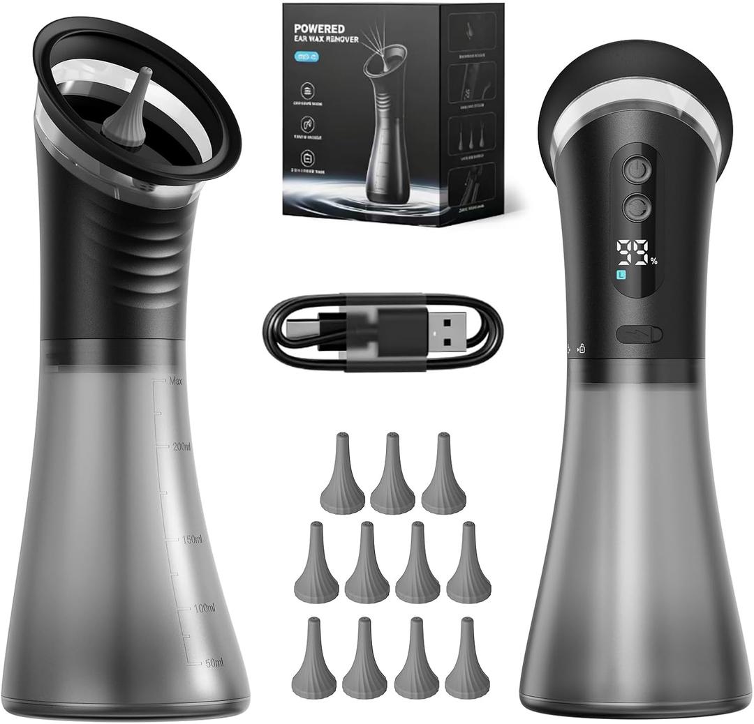 Upgraded Ear Wax Removal Kit, Electric Ear Wax Removal Tool for Tinnitus Relief, Safe & Gentle Ear Cleaner with Ear Irrigation Flushing System, Ipx7 Earwax Removal for Adults