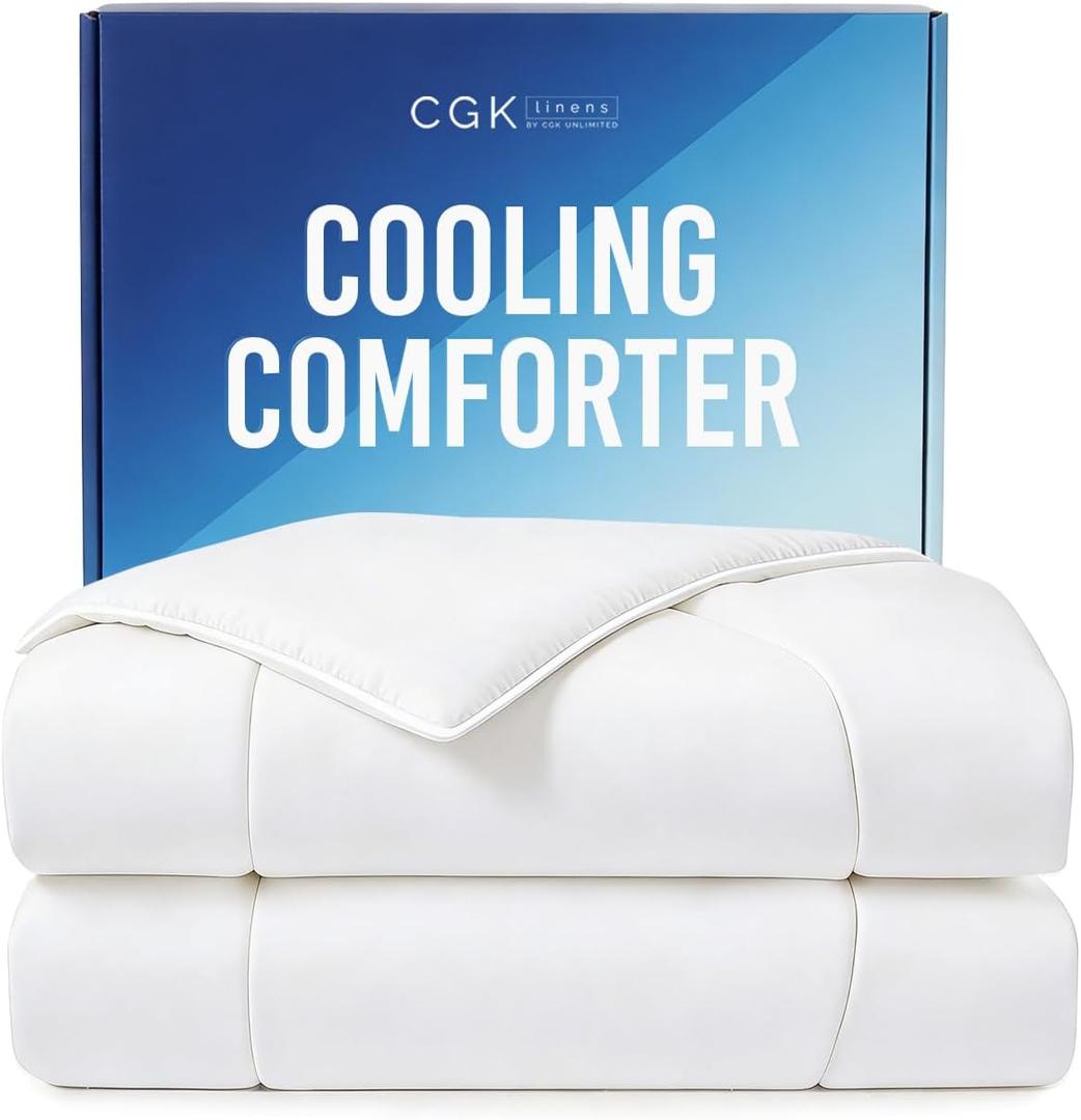 Cooling Comforter King/Cal King Size - Cooling Blanket for Hot Sleepers and Night Sweats - Summer Comforter for King/Cal King Size Beds - Soft, Breathable Cold Blanket for Sleeping - 104x90 (White)