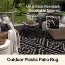 Wonnitar 9x12 Outdoor Rug, Large Waterproof Reversible Plastic Straw Rug for Patios, Indoor/Outdoor Area Rug Lightweight Camping Rug for Outside RV Balcony Garden Deck, Black & Beige