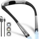 Glocusent Book Light, 3-Color & 6-Brightness Reading Light, Bendable Neck Light, 80-hr Lasting Rechargeable Lamp, Perfect Book Light for Reading in Bed, Knitting, Camping, Repairing, Book Lovers Gifts (Medium, Gray)