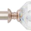 Coquilles 3/4 Inch Diameter Adjustable Curtain Metal Rod with Round Clear Acrylic Ball Finials，28 to 48 Inch Nickel