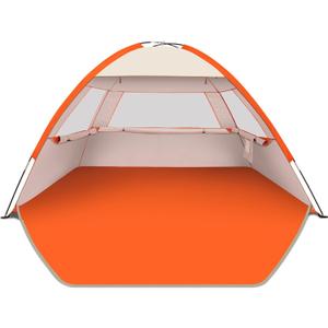 Gorich Beach Tent Sun Shelter for 3/4-5/6-7/8-10 Person with UPF 50 UV Protection, Lightweight & Easy Setup Beach Shade Canopy, Portable Beach Shade Tent Beach Cabana (Orange- Beige)