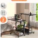 QZMDSM Portable Rolling Desk on Wheels Adjustable Height Desks for Small Spaces, 32" Computer Desk with Storage Shelves for Home Office Black