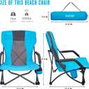 G4Free Low Sling Folding Beach Camping Chairs Compact Concert Lumbar Back Support with Carry Bag Blue, 22.8 inches x 27.5 inches x 31.6 inches