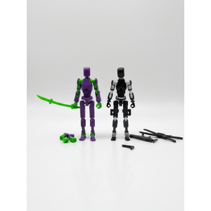 (Assembly Completed) 3D Printed Action Figure，T13 Robot Action Figure, T13 Collectible Action Figure Articulated, for Collectors Desktop Decorations Purple Green+Black