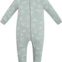 Jimonda Baby Pajamas 100% Cotton Gender Neutral One-Piece Footed,Long Sleeve Clothes,2-Way Zipper Closure Romper (0-3 Months, Dr.green)