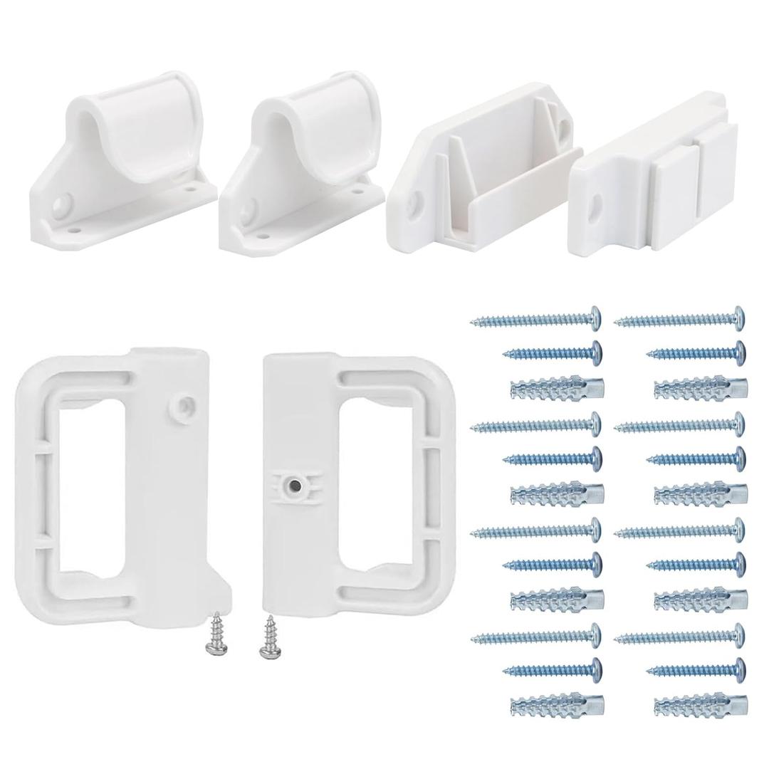 Retractable Baby Gate Pet and Dog Safety Gate Hardware Full Set Wall Mounting Hardware with Brackets Anchors and Screws White
