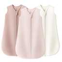 JELLYMONI Baby Sleep Sack 6-12 Months 100% Cotton Wearable Blanket, 0.5 TOG Soft Lightweight Toddler Sleeping Sack 3 Pack 2-Way Zipper Newborn Sleep Sacks (Medium, Pink/Pink/Beige)