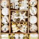 Christmas Ball Ornaments Set, 47ct 2.36 Inch Champagne Gold Assorted Xmas Tree Ball Ornaments, Shatterproof Christmas Tree Hanging Ornaments for Xmas Decoration