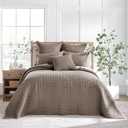Levtex Home Mills Waffle Queen Bedspread Set (106x106in) with 2 Pillow Shams (26x20in) - Cocoa - Cotton Waffle Queen Size Bedspread Set - Lightweight, Soft, Pre-Washed
