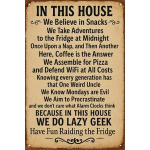 2 x Vintage Funny Metal Tin Sign In This House We Do Geek Magic 8x12 Inches Poster Wall Decor Home Office Bar Garage Cafe Hotel Man Cave Club (Earth Tones-1)