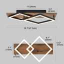 EDISLIVE Modern Wood LED Ceiling Light Square 18.7in Flush Mount Lighting Fixture 24W 3000K Kitchen Ceiling Lights for Bedroom Living Room Kitchen Hallways
