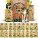 25 Summer Vegetable & Fruit Seeds Variety Pack - 1,870+ Non-GMO Heirloom Veggie & Fruits Seeds for Outdoors and Indoor Home Gardening, Including Collards, Tomato, Pepper, Okra, Onion, Bean, Cucumber